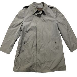 London Fog Trench Coat Jacket Mens 44L VTG Beige Button Maincoats Zip Out Liner